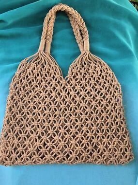west loop Handwoven Macramé Tote in Tan